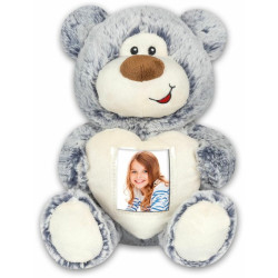 Photo Teddy Αρκουδάκι Κορνίζα, Γκρι-Λευκό