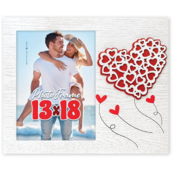 Κάθετη Κορνίζα 10x15 εκ. με Μπαλόνι 3D Καρδιές 