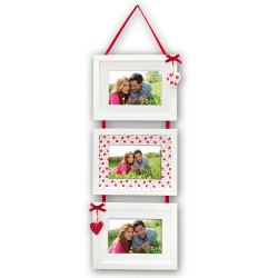 Κορνίζα 3 θέσεων 10x15 εκ. με Διακοσμητικές Καρδιές 