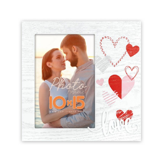 Κάθετη Κορνίζα 10x15 εκ. με Καρδιές 